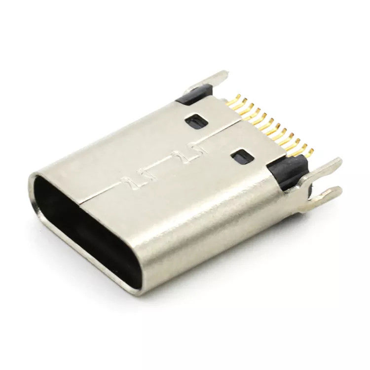 ซ็อกเก็ตหญิง 24P ตัวเชื่อมต่อ USB 3.1 TYPE C 180 องศาสำหรับ PCB 1.0 มม