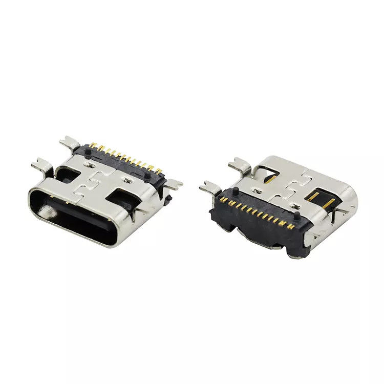 16 พิน USB 3.1 เต้ารับแบบกลับด้านได้ C ประเภทขั้วต่อซ็อกเก็ตหญิง SMT