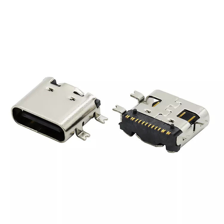 16 พิน USB 3.1 เต้ารับแบบกลับด้านได้ C ประเภทขั้วต่อซ็อกเก็ตหญิง SMT