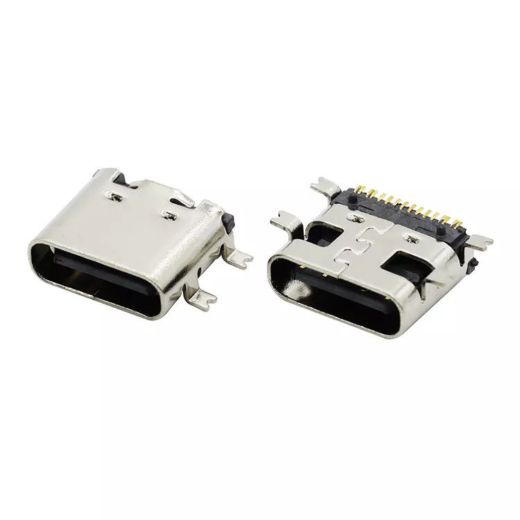 16 พิน USB 3.1 เต้ารับแบบกลับด้านได้ C ประเภทขั้วต่อซ็อกเก็ตหญิง SMT