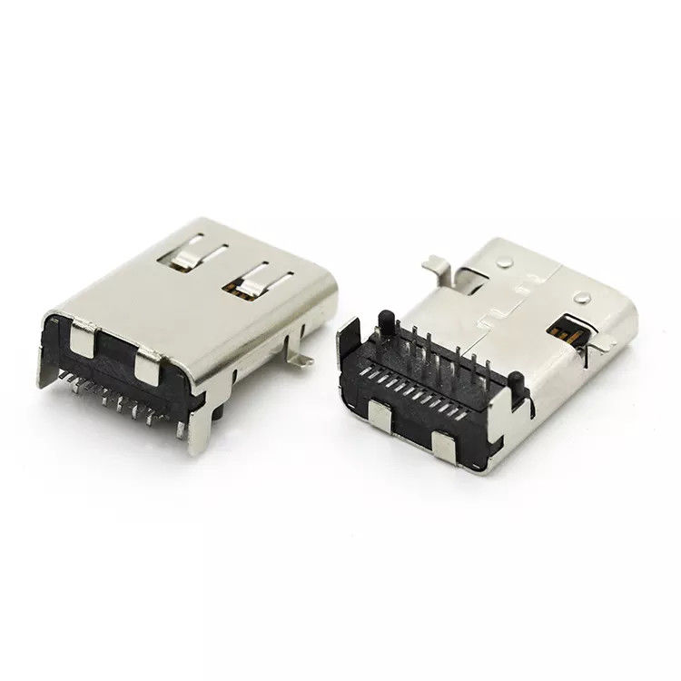 ขั้วต่อ USB หญิงโลหะผสมทองแดง SMT ประเภท 24 พิน USB 3.1 C ซ็อกเก็ต