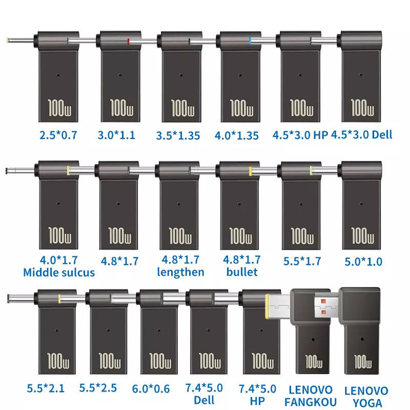 หัวแปลงปลั๊ก 100w Type C เป็น Video Round Quick Charge Male 18.5v - 20v