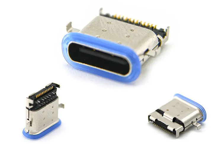 ขั้วต่อ USB Type C 24 พินตัวเมียกันน้ำกลาง SMT