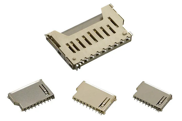 ตัวเชื่อมต่อการ์ดหน่วยความจำ SD แบบสั้น 9 พิน Push Push Type Copper Shell