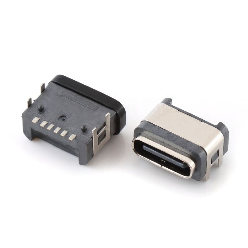 กันน้ํา dip Usb Connector 6pin หญิงมุมขวา กันน้ําประเภท-c
