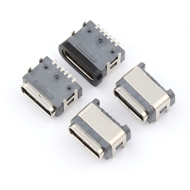 กันน้ํา dip Usb Connector 6pin หญิงมุมขวา กันน้ําประเภท-c