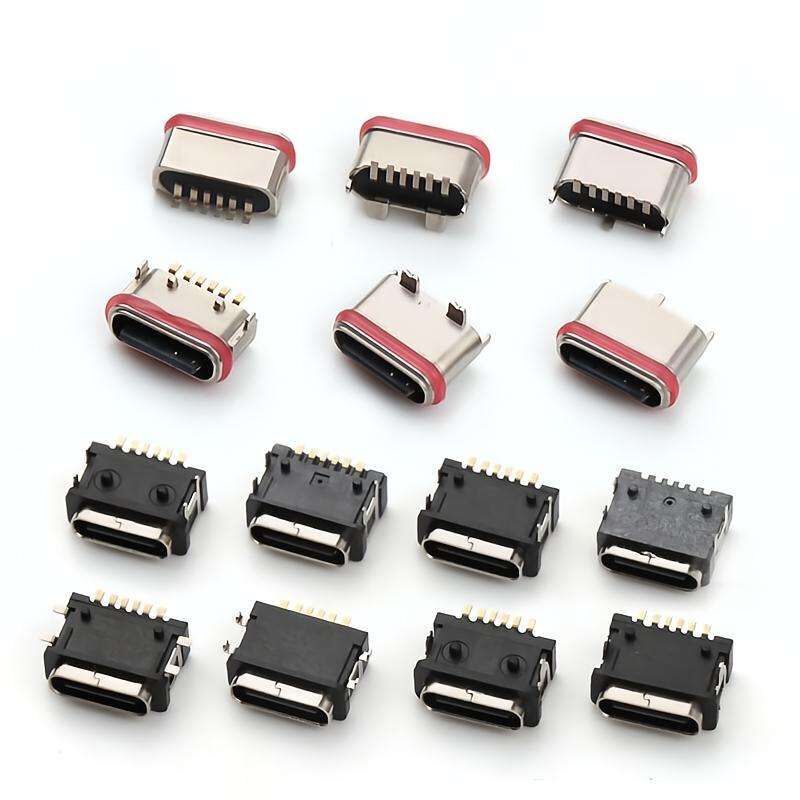 หัวต่อ USB Type C แบบทองแดงกันน้ำ 6 พิน ตัวเมีย สำหรับถ่ายโอนข้อมูล รองรับกระแสไฟสูงสุด 3A และแรงดันไฟฟ้า 30V