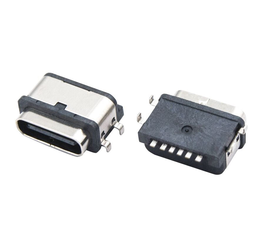 หัวต่อ USB Type C แบบทองแดงกันน้ำ 6 พิน ตัวเมีย สำหรับถ่ายโอนข้อมูล รองรับกระแสไฟสูงสุด 3A และแรงดันไฟฟ้า 30V