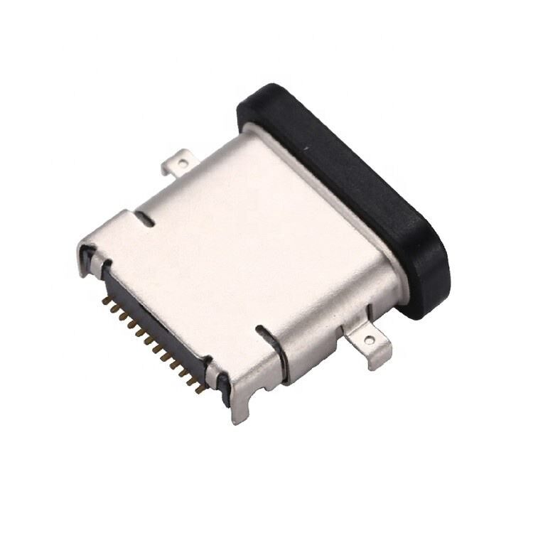 ขั้วต่อ USB 3.1 Type C แบบหญิง 24 พิน กันน้ำ สำหรับการติดตั้ง SMT DIP แบบแนวนอน แผ่นรองรับ ซ็อกเก็ต USB