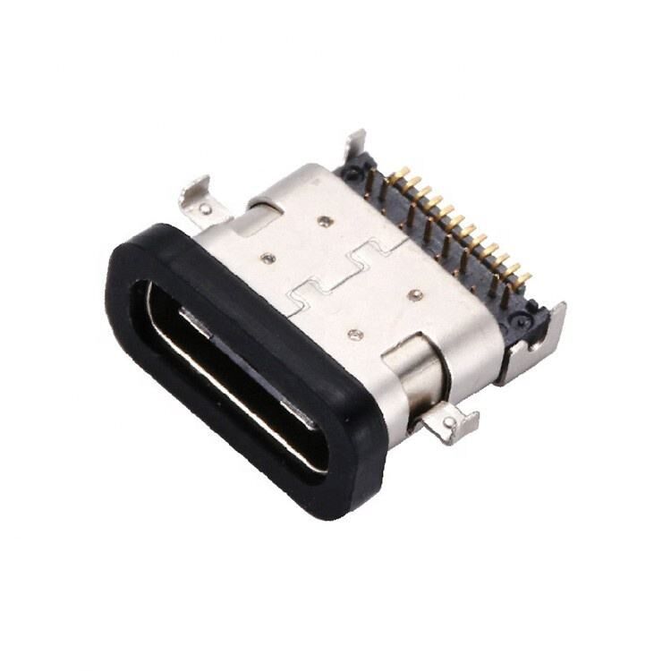 ขั้วต่อ USB 3.1 Type C แบบหญิง 24 พิน กันน้ำ สำหรับการติดตั้ง SMT DIP แบบแนวนอน แผ่นรองรับ ซ็อกเก็ต USB