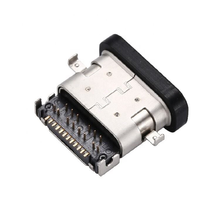 ขั้วต่อ USB 3.1 Type C แบบหญิง 24 พิน กันน้ำ สำหรับการติดตั้ง SMT DIP แบบแนวนอน แผ่นรองรับ ซ็อกเก็ต USB