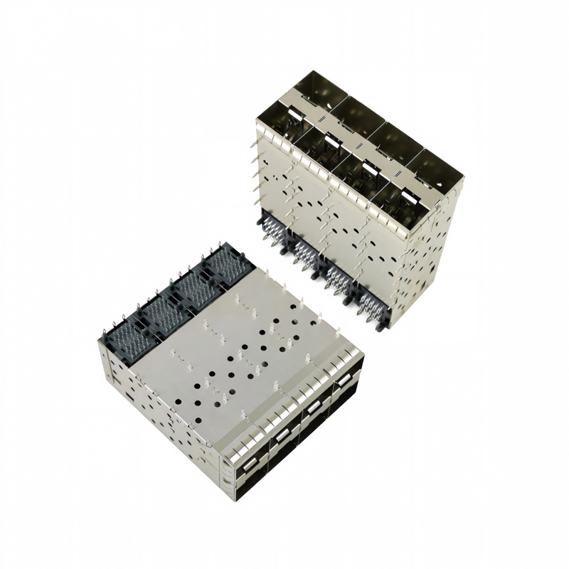 8-Port 160pin SFP+ Press-Fit Small-form-factor Pluggable (SFP+) เครื่องเชื่อม เครื่องเชื่อม 2x4 Port W/o Light Model