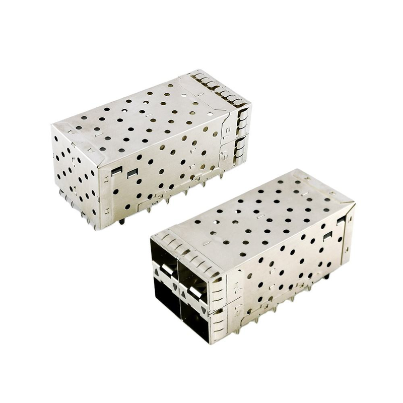 ขั้วต่อ SFP+ 2x2 แบบ Press-Fit 80พิน Small Form-factor Pluggable Plus Stacked 2-by-1 Multi-Port SFP+ Connector พร้อมพอร์ต Lightpipe
