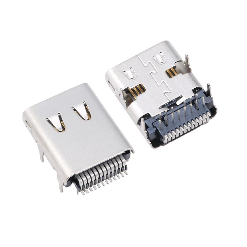 โรงงานผลิตขั้วต่อ USB 3.2 Type-C แบบสั่งทำพิเศษ 40 Gbps ซ็อกเก็ต U4 กันน้ำ 24 พิน SMT DIP PCB ขั้วต่อตัวเมียตัวผู้