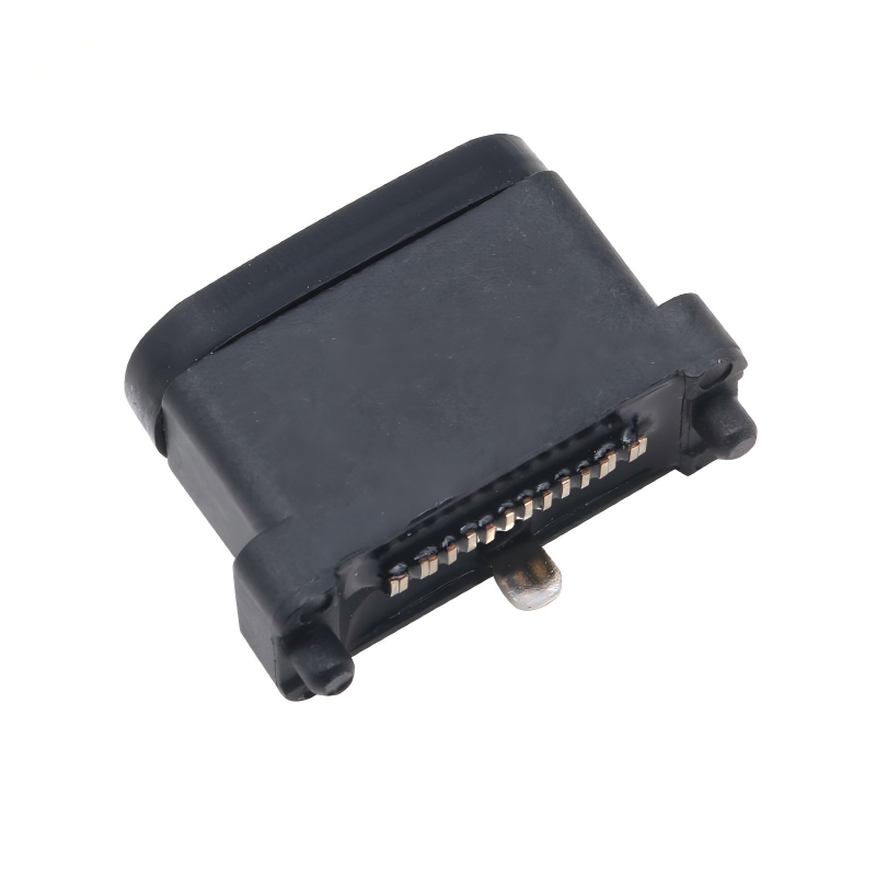 ขั้วต่อตัวเมีย USB 3.2 Type-C 40 Gbps กันน้ำ ซ็อกเก็ต U4 24 พิน SMT DIP PCB ชุบทอง สเตนเลสสตีล 5A 100V AC