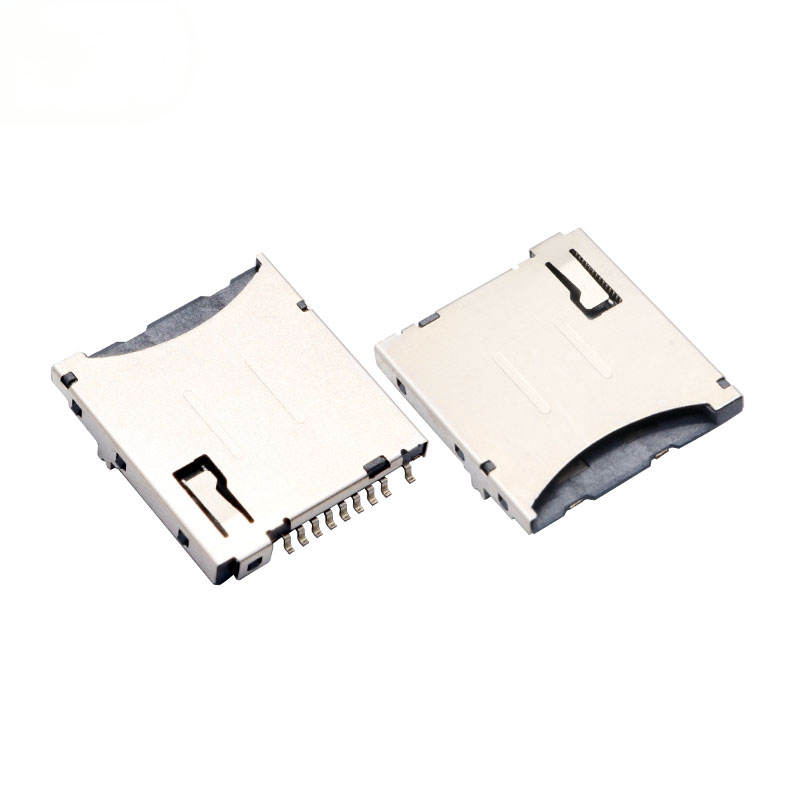 Push-Push Type Brass 9-Pin Micro SD Card Connector for Drone & PC