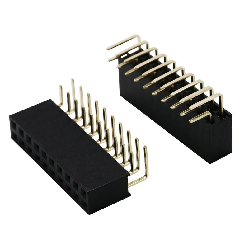 2X10P 20P Double Row Bent Female Header Pitch 2.54mm Pin PBT วัสดุ โฟสฟอร์ สายต่อทองแดง