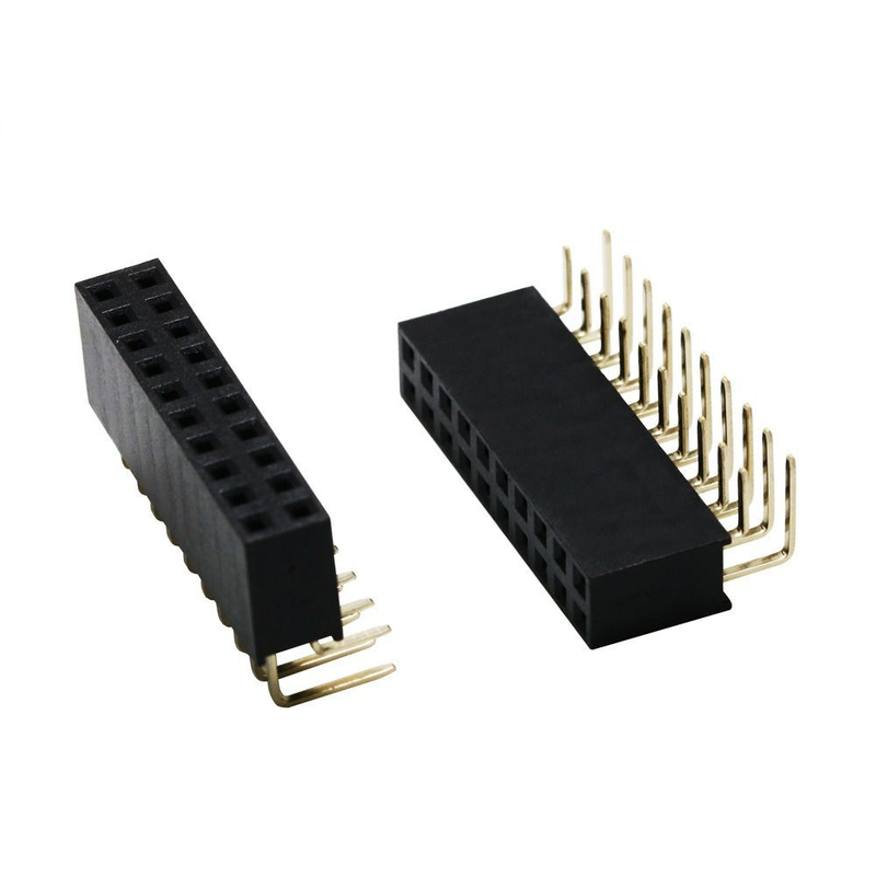 2X10P 20P Double Row Bent Female Header Pitch 2.54mm Pin PBT วัสดุ โฟสฟอร์ สายต่อทองแดง