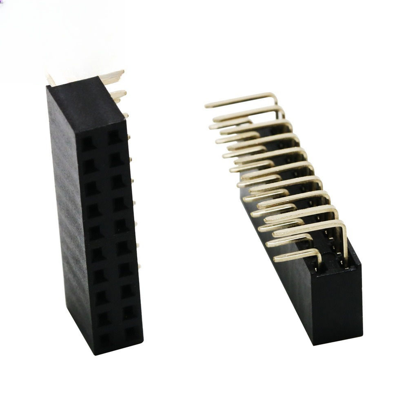 2X10P 20P Double Row Bent Female Header Pitch 2.54mm Pin PBT วัสดุ โฟสฟอร์ สายต่อทองแดง
