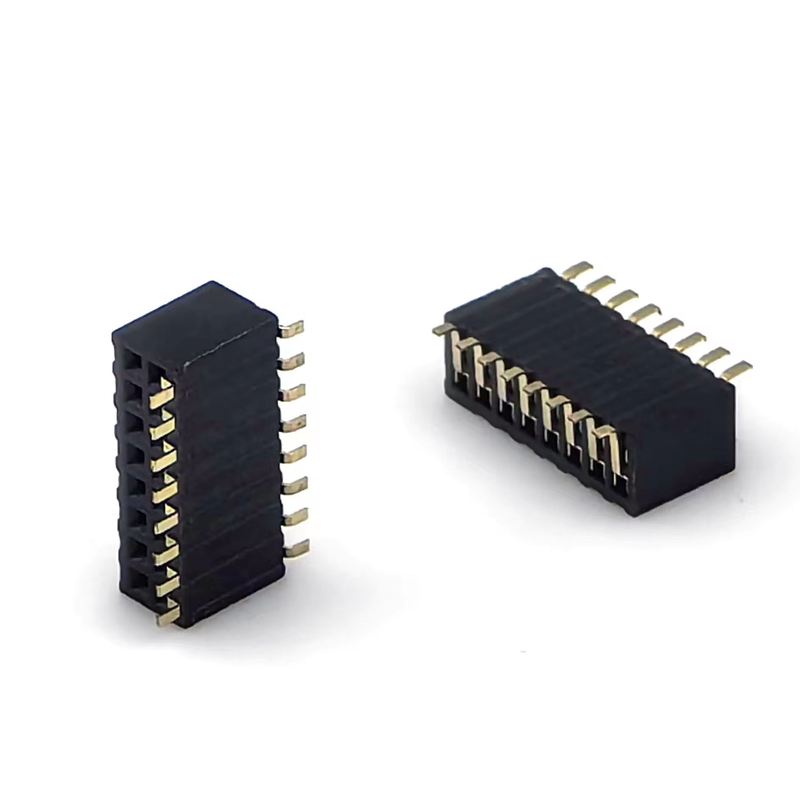 1.27mm Pitch Female Header Connector Dual Row Side Entry SMT PCB Adapter Brass Contact Nylon Housing H3.45mm 2*8P