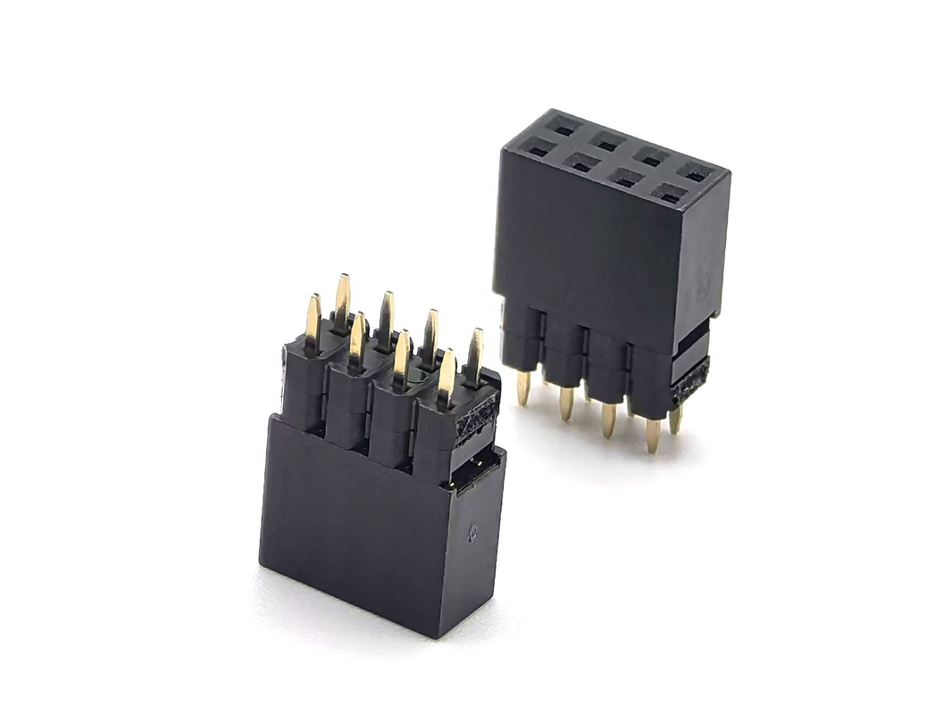 คอนเนคเตอร์หัวต่อตัวเมีย DIN ทองเหลือง ระยะพิทช์ 2.54 มม. แบบสองแถวซ้อนกัน PCB ไนลอน 600V 3A H12.5 มม. 2*4P