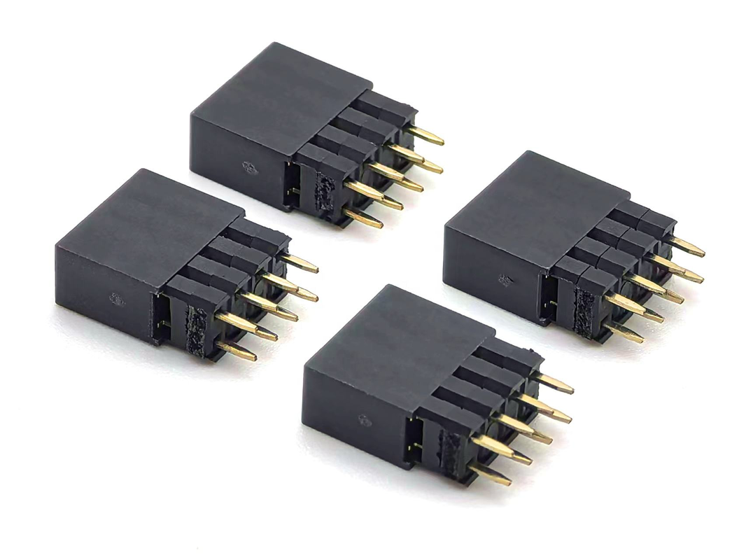 คอนเนคเตอร์หัวต่อตัวเมีย DIN ทองเหลือง ระยะพิทช์ 2.54 มม. แบบสองแถวซ้อนกัน PCB ไนลอน 600V 3A H12.5 มม. 2*4P