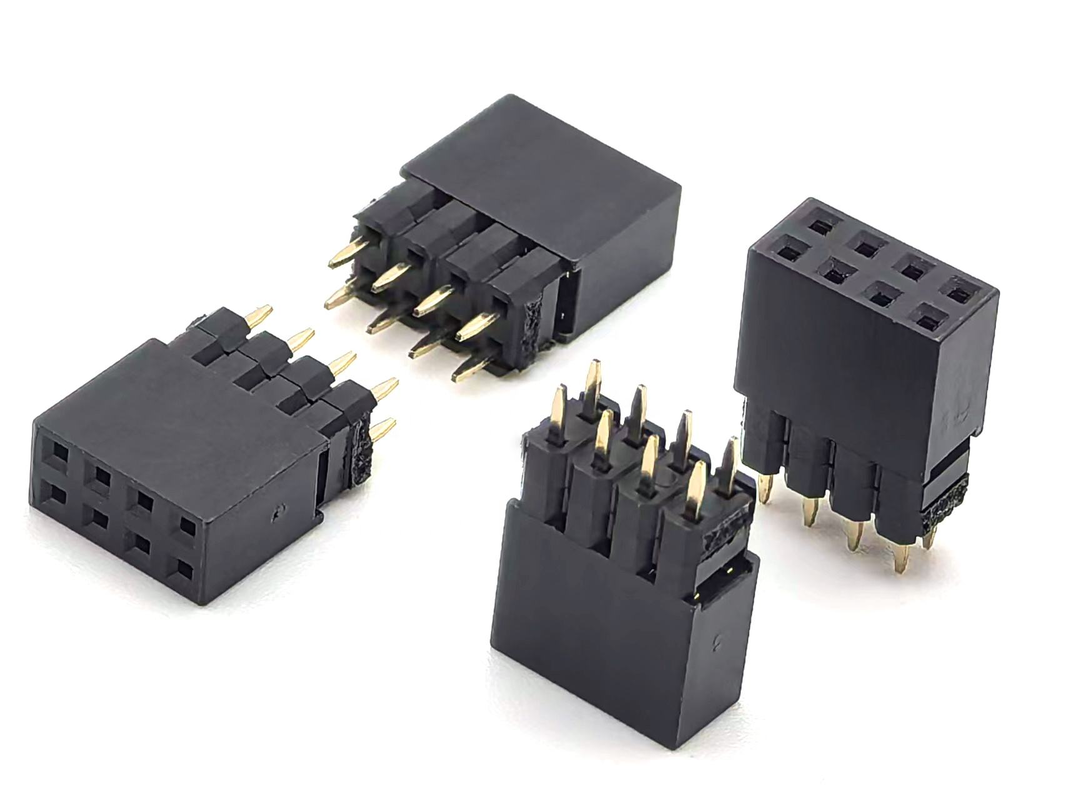 คอนเนคเตอร์หัวต่อตัวเมีย DIN ทองเหลือง ระยะพิทช์ 2.54 มม. แบบสองแถวซ้อนกัน PCB ไนลอน 600V 3A H12.5 มม. 2*4P
