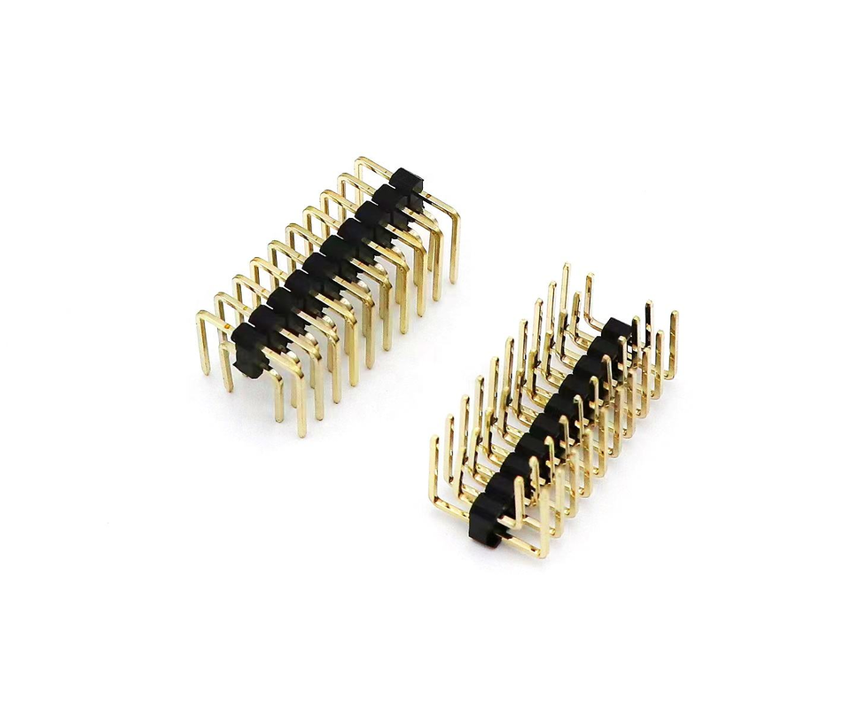 2.54mm Pitch Male Pin Header Double Row Right Angle PCB ไนลอน SQ0.64mm H2.5mm 2*1P-2*40P