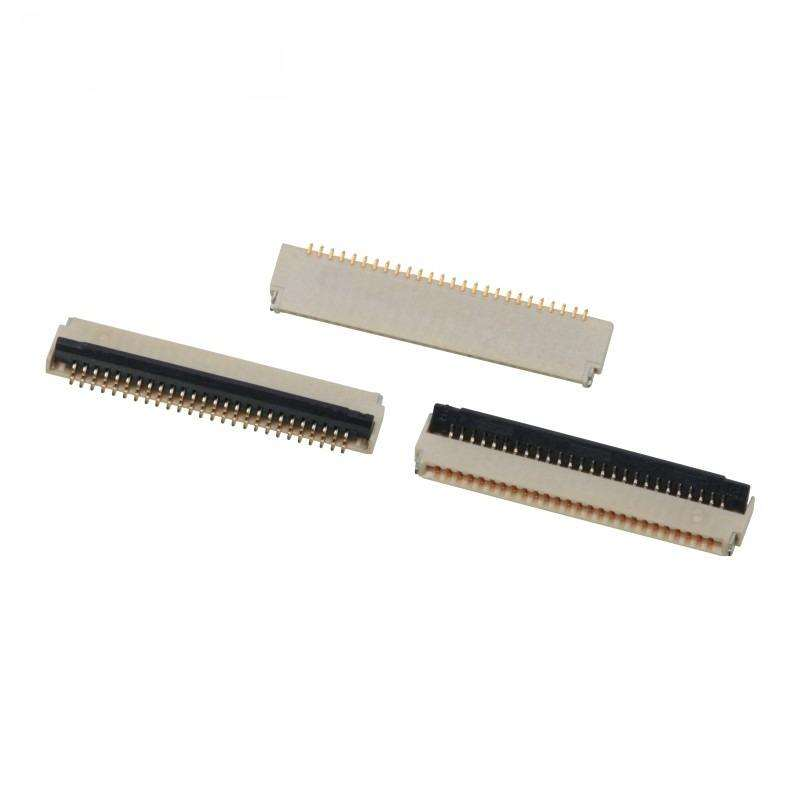 0.3mm Pitch 9-71Pin Zif R/A SMT H=0.9 Backflip Dual Contact High Temperature Thermoplastic FPC Connector PCB