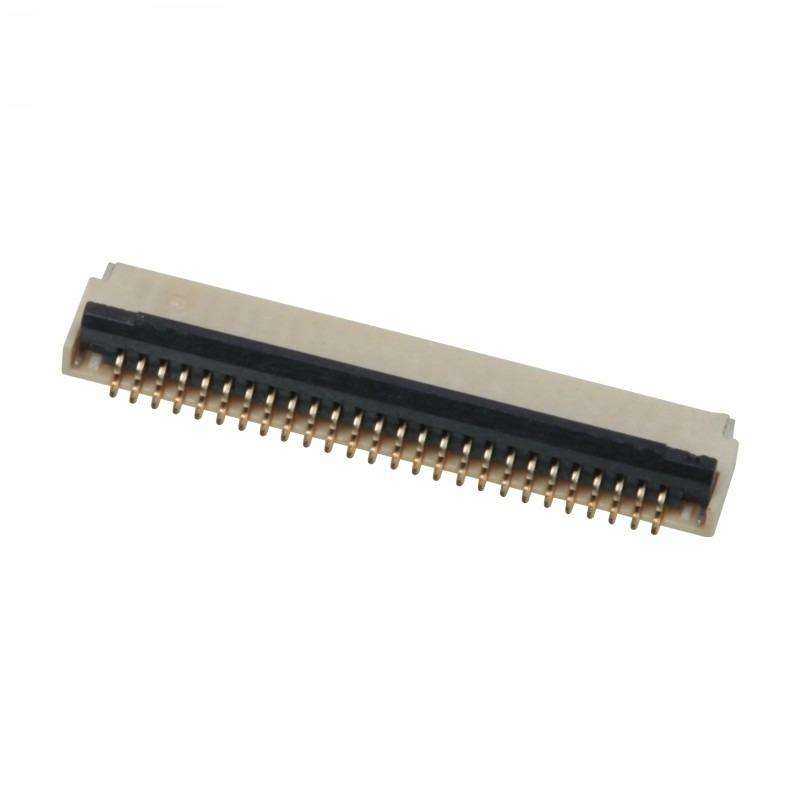 0.3mm Pitch 9-71Pin Zif R/A SMT H=0.9 Backflip Dual Contact High Temperature Thermoplastic FPC Connector PCB