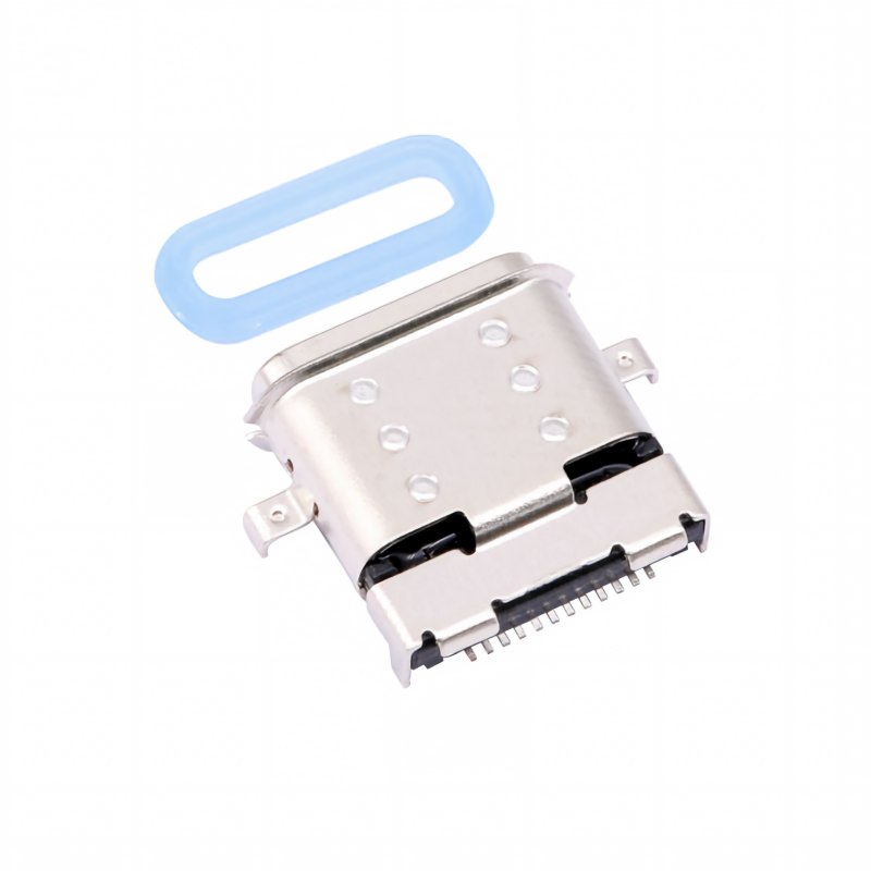 Waterproof USB Type-C3.1 IP67 Automotive Adapter Socket Female 24Pin SMT Charging Port with Stainless Steel Shell