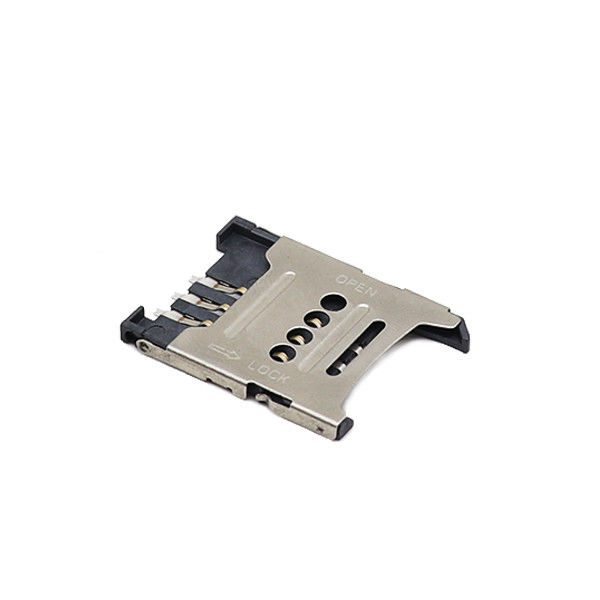 H1.5mm 1.8mm ไมโคร Sim Holder SMT Flip พิมพ์ 6P ไมโคร Sim เบ้า