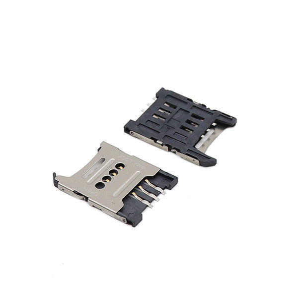 H1.5mm 1.8mm ไมโคร Sim Holder SMT Flip พิมพ์ 6P ไมโคร Sim เบ้า