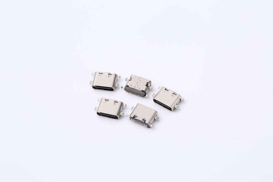 3.0 USB พิมพ์ C Pcb ตัวเชื่อมต่อ 3.1mm 16 เข็มหมุด Mid Mount USB C ซ็อกเก็ตตัวเมีย