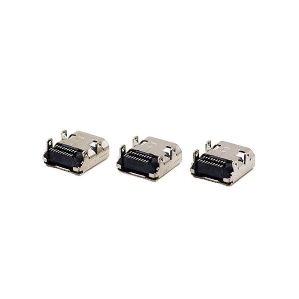 ตัวเชื่อมต่อสายเคเบิล ไมโคร HDMI ชุบทอง 19 พิน จุ่ม + SMT d ตัวเชื่อมต่อตัวเมียชนิด d