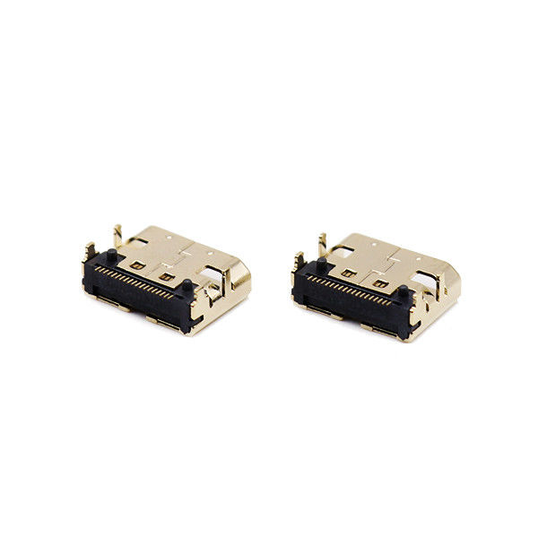 19 พิน ไมโคร HDMI เบ้า LCP C ประเภทตัวเชื่อมต่อตัวเมียสำหรับ PCB