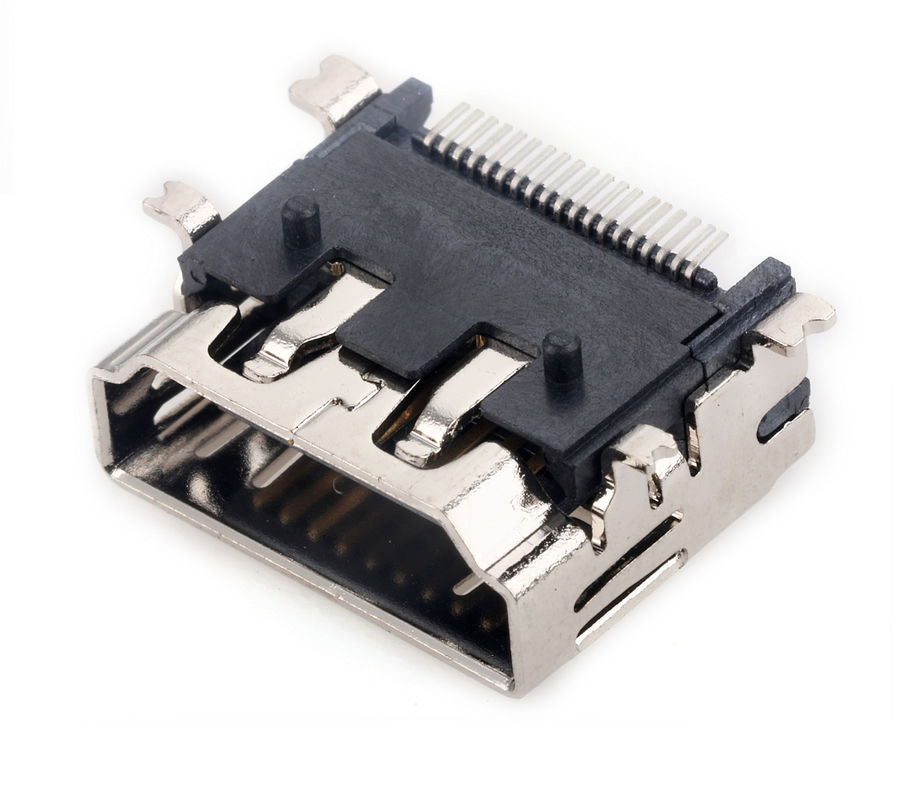 ซ็อกเก็ต PCB HDMI แนวนอนตัวเมียตัวเชื่อมต่อ SMT พิมพ์ A 10000 รอบ