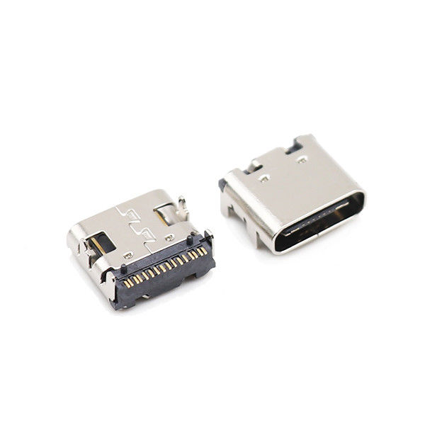 Four Feet จุ่ม 16 เข็มหมุด USB 3.1 พิมพ์ C ตัวเชื่อมต่อ พอร์ตหญิง SMT 10000 Cycles