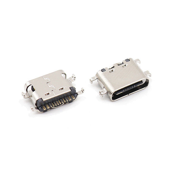 16 เข็มหมุด SMT Charger ตัวเชื่อมต่อ พิมพ์ C แบบ Single Mid Mount ตัวเมีย 3.1mm