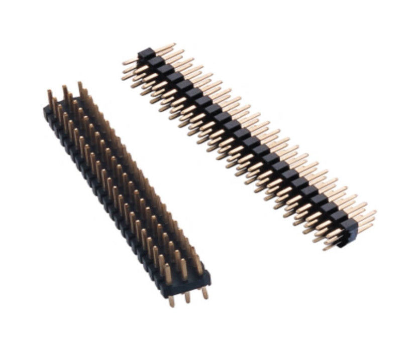 ทริปเปิ้ล แถว 2.54 Mm เข็มหมุด หัวข้อ จุ่ม ขั้วต่อหัวต่อตัวผู้ 2 ขาสำหรับ PCBA อุตสาหกรรม