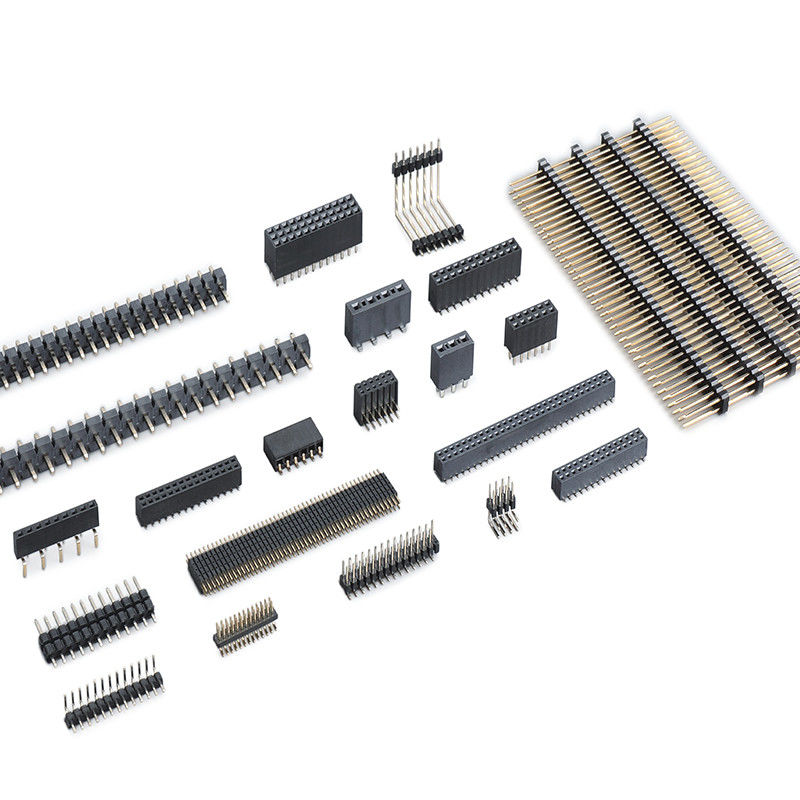 UL94V-0 จุ่ม PCB ชาย 1.27 Mm ขว้าง เข็มหมุด หัวข้อ ตัวเชื่อมต่อ แถวเดี่ยว / คู่