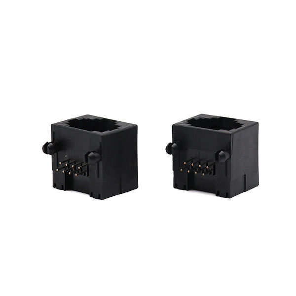 สีดำ 8 พินตัวเมียตรงขั้วต่อ PCB RJ45 แจ็คเสียบเครือข่าย 8p8c